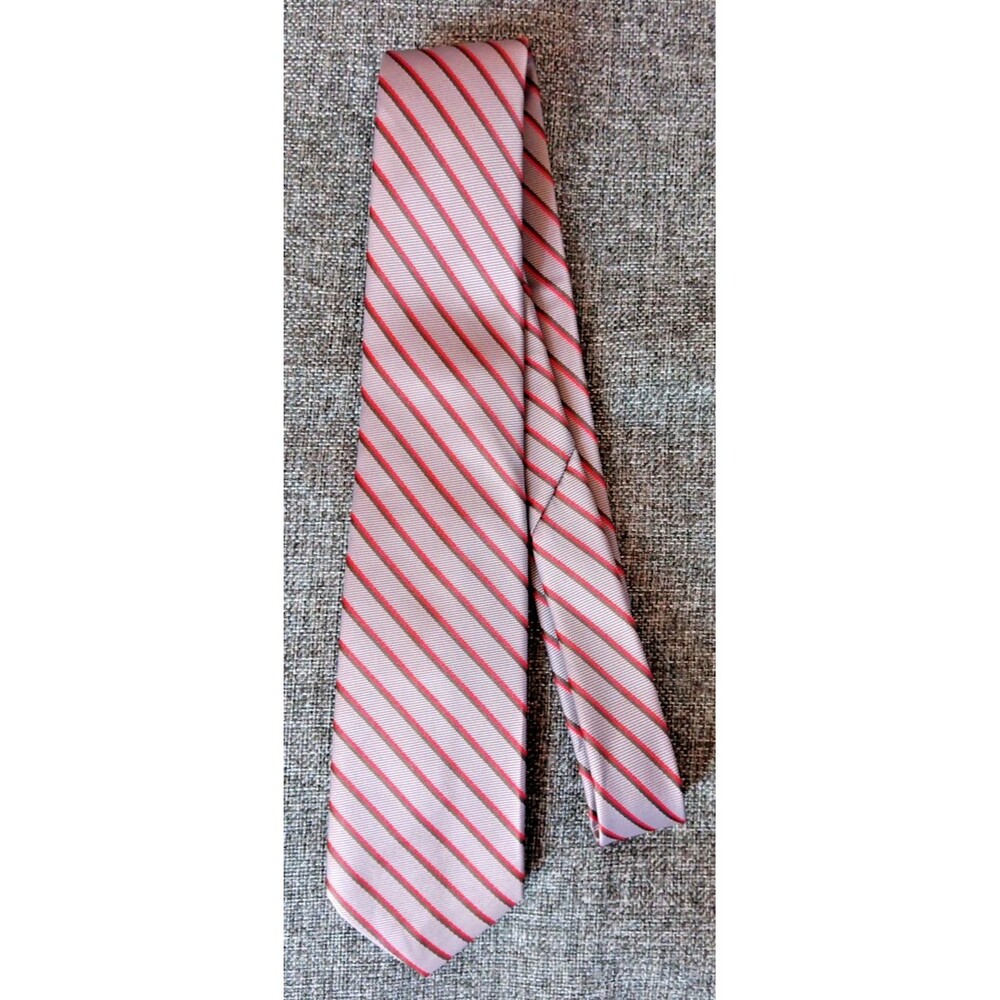 Tie 70s 80s 90s Y2K Mens Bill Haire Toupe Red Brown Stripe 3 Wide 56 Long
